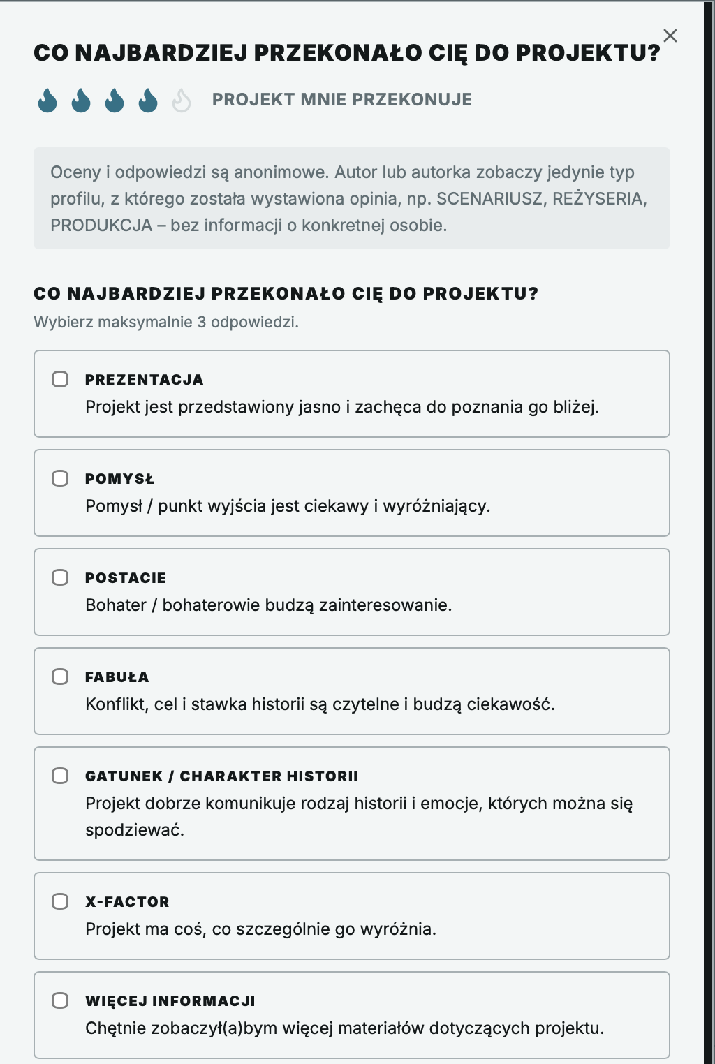 Feedback do projektu w aplikacji Find Your Story